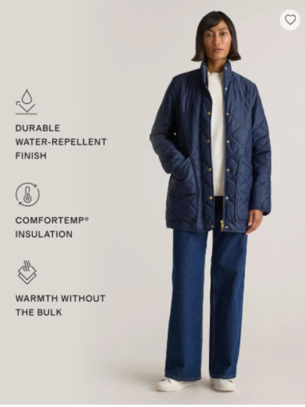 NWOT Quince Featherless Quilted Long Puffer Jacket - Admiral/Navy - Medium (344) - Picture 2 of 13